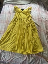 Chaps Girls Yellow V-neck Long Dress With Short Sleeves Size M 8-10