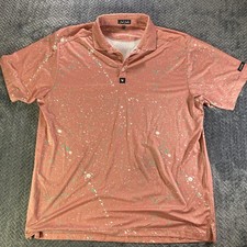 Bad Birdie Golf Polo Men's XXL Pink Paint Splatter Pattern RETIRED Print Active