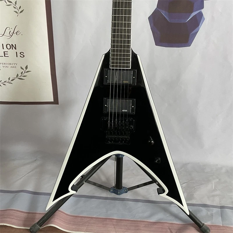 Guitarra Eléctrica Personalizada Black Raven Dark V FR Abbath Pastillas H-H FR Puente Piezas Foto 3 de 4