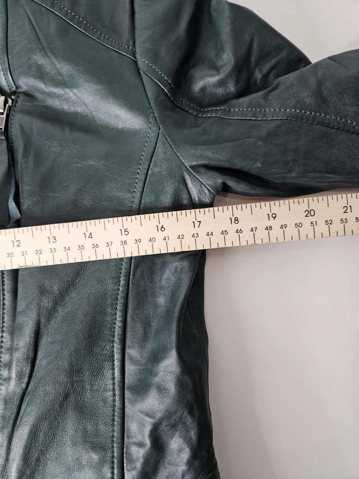 Chaqueta de motociclista halógena para mujer M 100 % cuero genuino suave mantecosa corta Foto 4 de 4