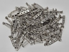 50 pcs Silver Nickel 25mm 1" Bar Pins Jewelry Brooch Pin Backs with 3 Holes