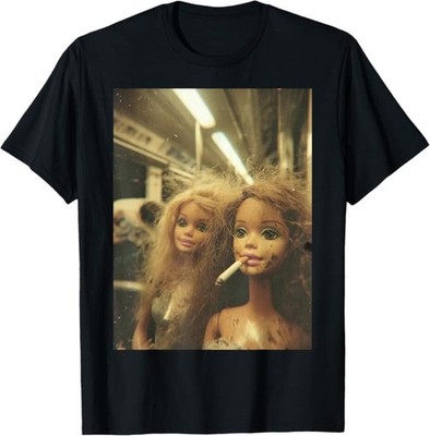 Funny Disgusting Doll face Meme Smoking Sarcastic T-Shirt