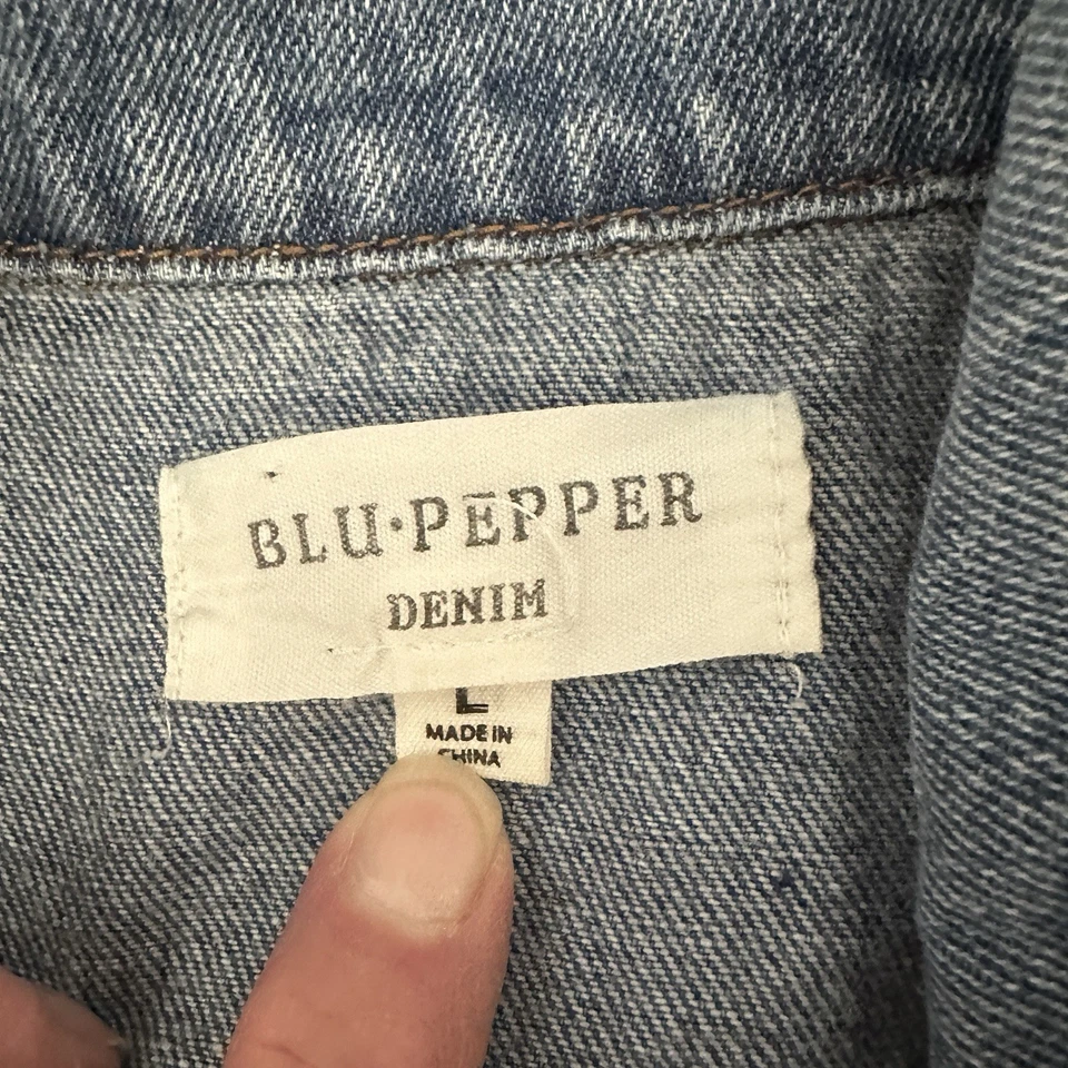 Chaqueta vaquera bordada lavada a la piedra Blu Pepper, patrón floral, talla grande Foto 4 de 4