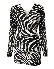 Dolce & Gabbana Black White Zebra Silk Sheath Mini Women's Dress