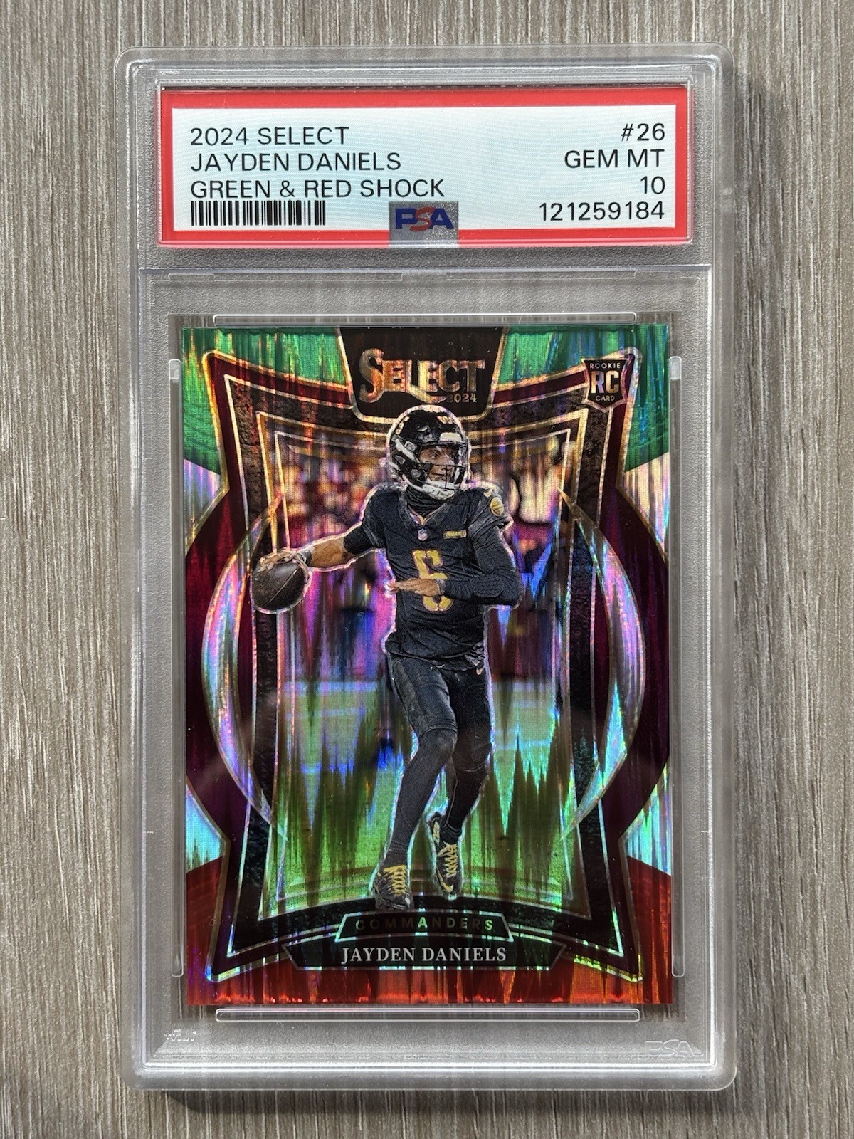2024 Jayden Daniels - Panini Select Rookie RC Green & Red Shock Prizm #26 PSA 10