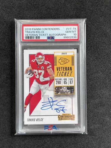 2018 Panini Contenders Travis Kelce Veteran Ticket Auto PSA 10 Chiefs