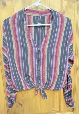 Rails Tie Front Button Down Shirt Women M Multicolor Stripe Casual Lightweight