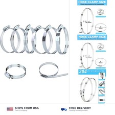 6 Pcs 6 Inch Stainless Steel Hose Clamps - Adjustable Worm Gear Drive Hose Cl...