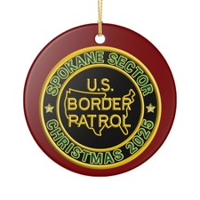 SPOKANE SECTOR BORDER PATROL BPA 3" CERAMIC CHRISTMAS ORNAMENT MADE IN THE USA S