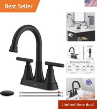 Elegant Matte Black 4 Inch Bathroom Faucet with Water-Saving Features Included