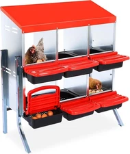 Chicken Nest Box, 2-Tier Chicken Laying Boxes for Hens, 10 Hole Nest Boxes