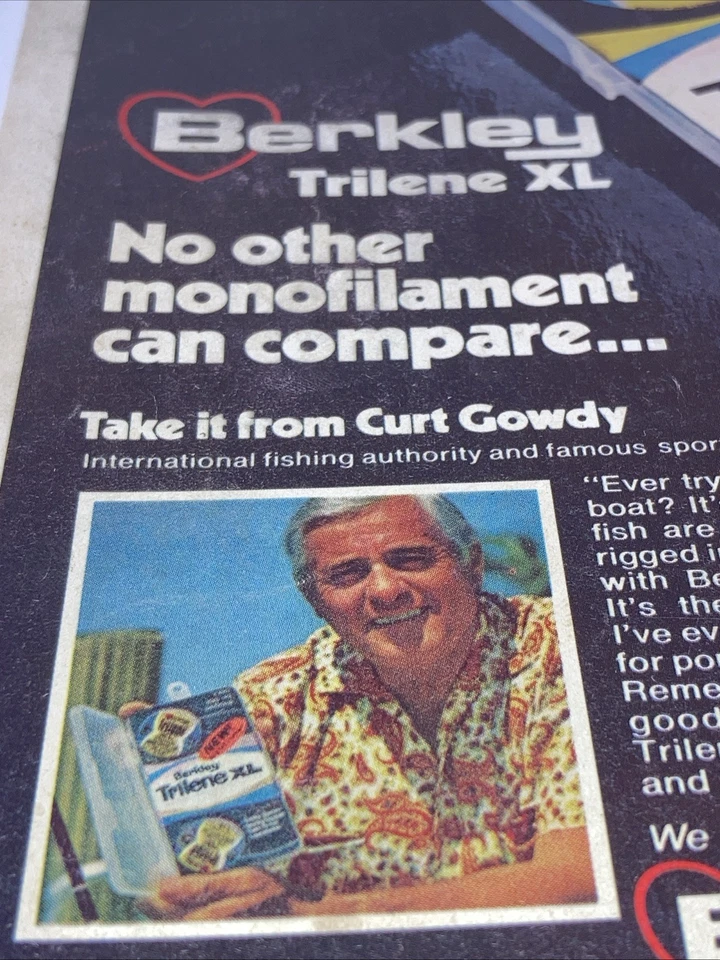 Aparejos de pesca Berkley anuncio impreso vintage línea de pesca Trilene XL 1973 8”X11” FF2 Foto 3 de 4