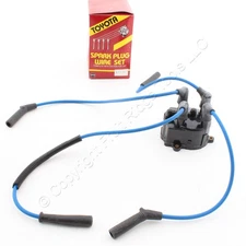 5112E Blue 4-Wire Spark Plug Wire Ignition Set with Distributor Cap