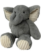 Lambs  Ivy Elephant Plush Toy 12" Grey Cream Corduroy Ears Soft Stuffed Animal