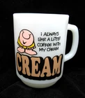 Vintage ZIGGY Cartoon Mug ANCHOR HOCKING Milk Glass 1979