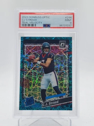 CJ STROUD 2023 DONRUSS OPTIC TEAL VELOCITY ROOKIE #244 TEXANS PSA 9 Q4246