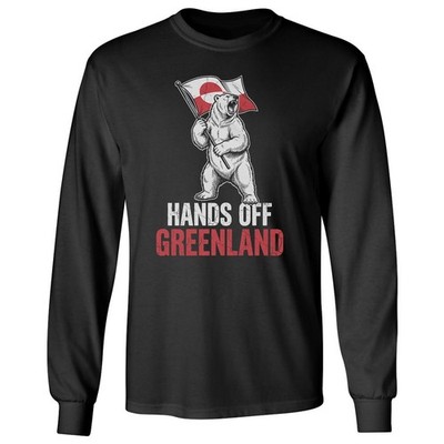 Hands Off Greenland - White Bear with Flag Resist Long Sleeve T-Shirt