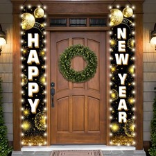 , XtraLarge Happy New Year Banner with Lights - 72x12 Inch  Light Up New Yea...