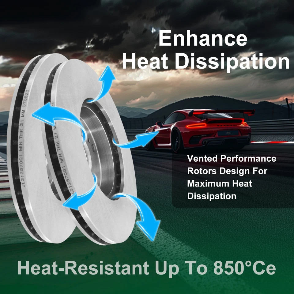 Rear Anti-Rust High-Performance Disc Brake Rotors for 2014-2016 Ford C-Max Foto 3 de 4