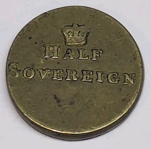 SOVEREIGN COIN WEIGHT ANTIQUE NUMISMATIC HALF GUINEA GOLD SCALES WEIGHT BRASS