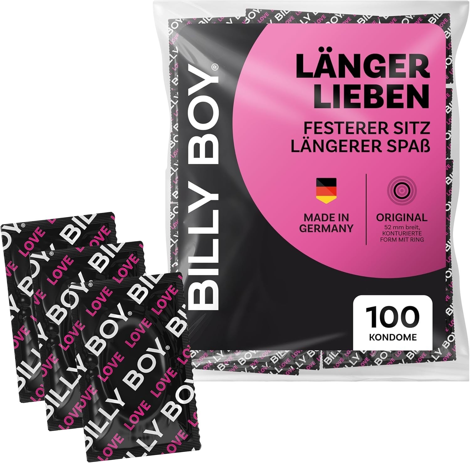 BILLY BOY Kondome Länger Lieben 100er 52 mm Kondome für ein längeres und inte