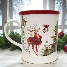 Pottery Barn Enchanted Forest Mug 19 OZ NEW Stoneware Christmas Holiday