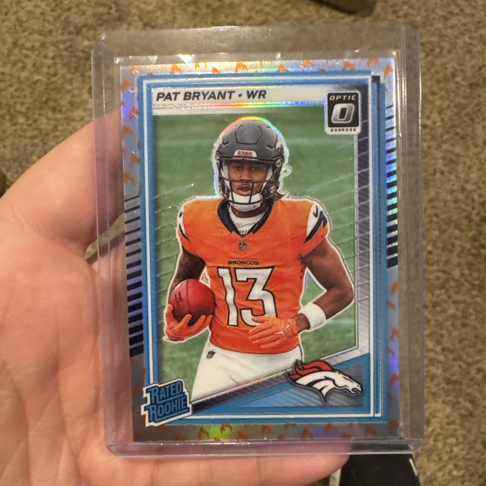 2025 Donruss Pat Bryant Rated Rookie Optic Fire Emoji Holo SP #215