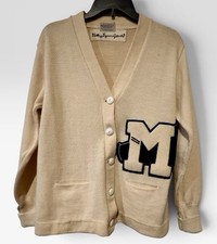 Mid Century Dehen Wool Letterman Varsity Cardigan Womens Size 36 Letter M
