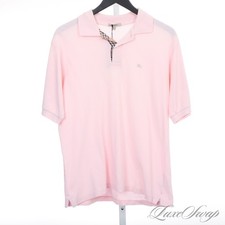 Burberry London Made in Great Britan Pink Pique Tartan Nova Placket Polo Shirt S