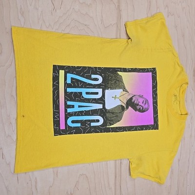 2pac Short Sleeve Shirt Yellow Small Rapper Grammy Hip Hop Gangster Dear Mamma