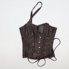 Costume Mansion Brown Real Leather Corset Bustier One Shoulder Steampunk 28 Inch