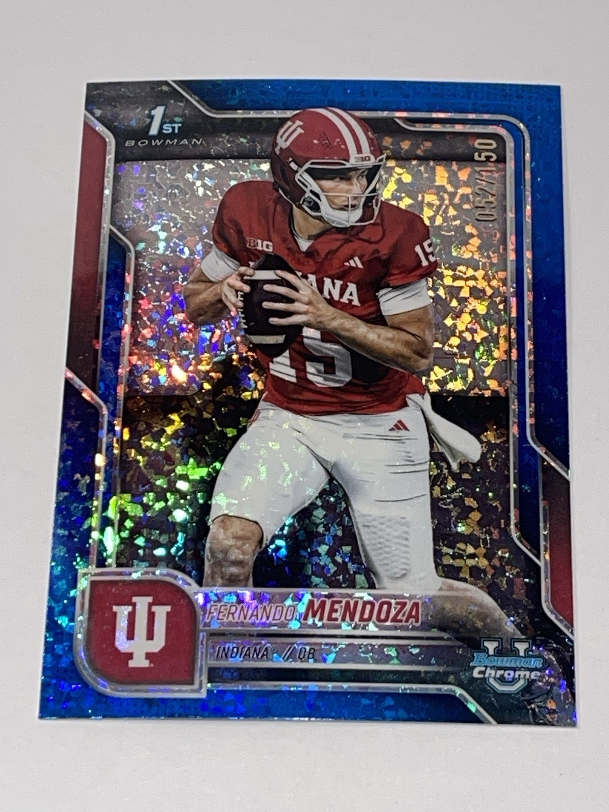 2025 Bowman U Chrome Fernando Mendoza 1st Blue Mini-Diamond Refractor #52/150