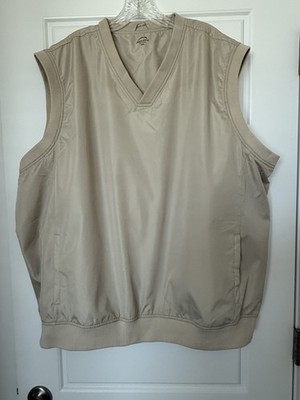 Mens ACUITY Golf Vest Beige Lined Pullover XXL Windbreaker Rain Resistant Preppy