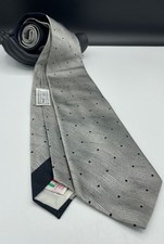 D. Fine Men's 100 Silk Tie Silver Black Polka Dot Italian Silk