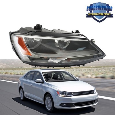 For Volkswagen Jetta 2011-2015-18 Headlight Passenger Side Halogen Black Housing