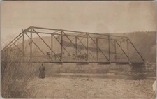 Horse Carts on Iron Bridge c1910s RPPC Real Photo Postcard