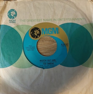 The Embers  Far Away Places, Watch Out Girl 7'' 45 MGM 14167 Beach Soul