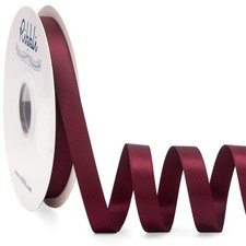 Dark Burgundy Satin Ribbon Double Faced Satin 1/2 inch x Continuous 50 Yards-...