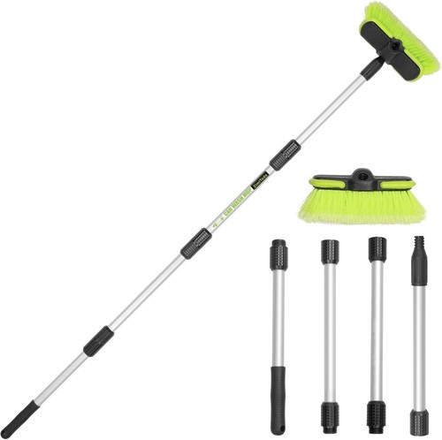 Spazzola Lavaggio Auto 65”165Cm Manico Lungo Setole Morbide Scrub Pulizia Scopa con 4 Mani- - Foto 3 di 7