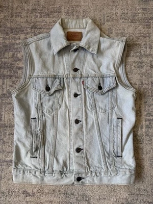 Levi’s Strauss Denim Vest Size Small Unisex Light Blue Trucker Button USA Made - Image 1 of 4