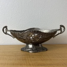 Vintage Art Deco Silverplated Ornate Floral Design Fruit Bowl / Centerpiece Bowl
