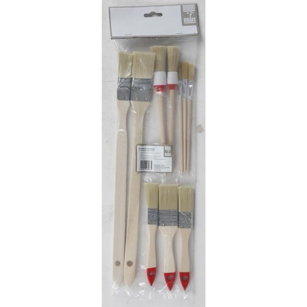 6X Pinsel Set 10Er Rund Flach Malern Streichen Farben Lacke Lasuren Werkstatt-image