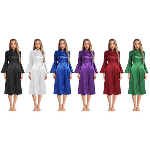 Women' Church Clergy Minister Choir Robe Flared Sleeves A-line Pastor Dress - Picture 2 of 66