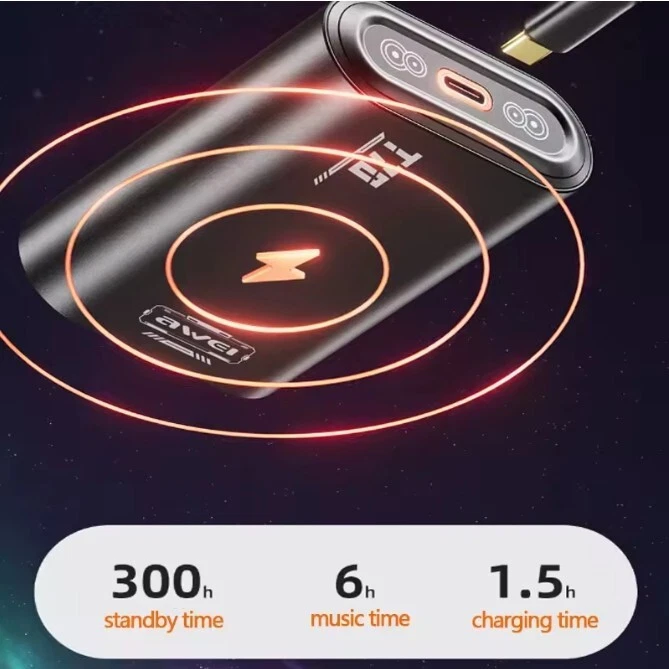 Awei T70 800mAh Wireless Bluetooth V5.3 Gamer, Sports Noise Canceling Earbuds - Image 2 of 4