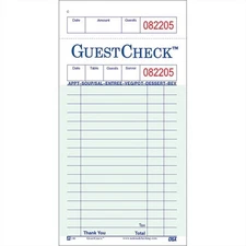 One-Part Copy Paper 17-Line GuestChecks Green 6.75" L x 3.5" W | 50 Book/Case
