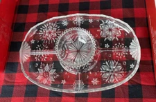 Mikasa Crystal Snowflake Chip and Dip 15" set,/Veggie Tray/Christmas Gift/Tray