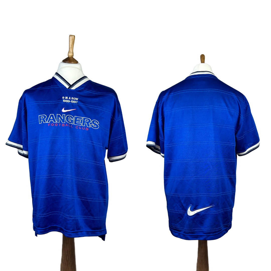 FILA Maglia allenamento Nike 1997 99 Rangers '9 In A Row' anni 90 uomo taglia L originale