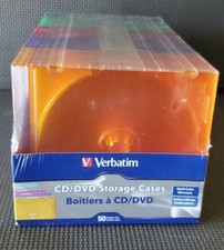 NEW Verbatim CD and DVD Storage Slim Jewel Cases 50 Pack Multi-Color