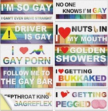 10 Pcs Bumper Decals Funny LGBT Stickers Rainbow Bumper Prank Car Stickers Color