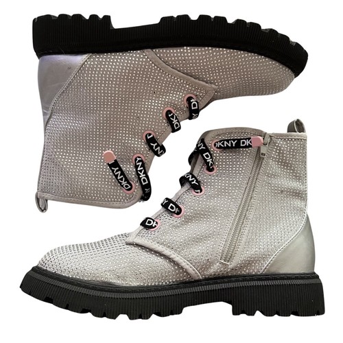 DKNY Silver BOOTS DKN625CC Ava Stone Moto Women Size 4 - Picture 4 of 8